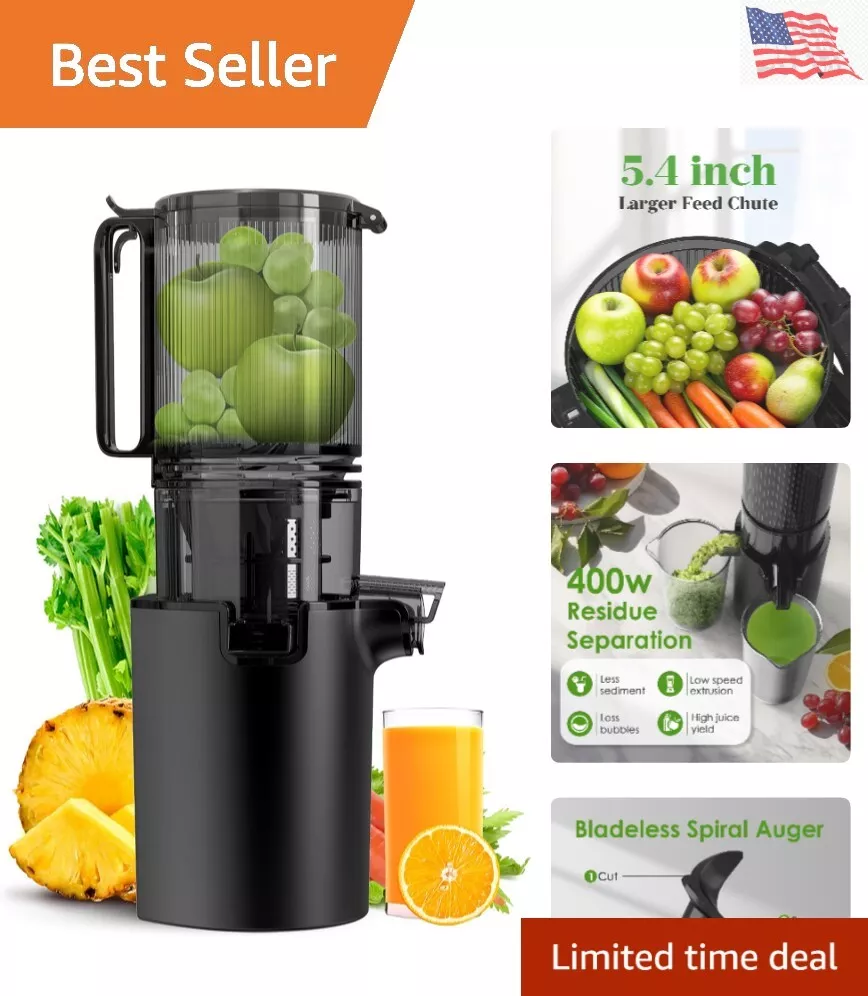 Sleek Cold Press Juicer – 350W, 5.4″ Feed Chute, Automatic Safety for Family Use