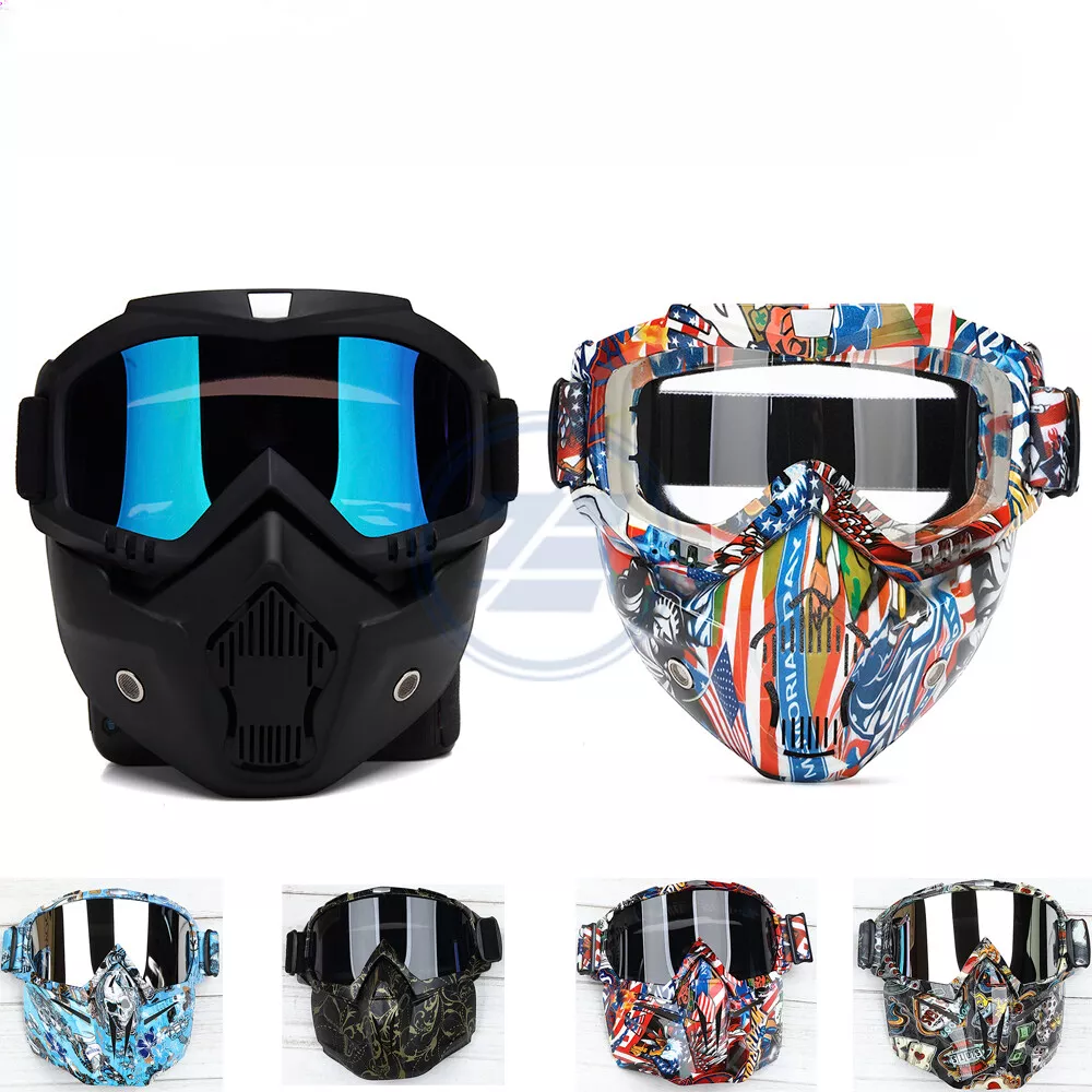 Ski Snowboard Motorcycle Windproof Folding Goggles Glasses Removable Face Mask