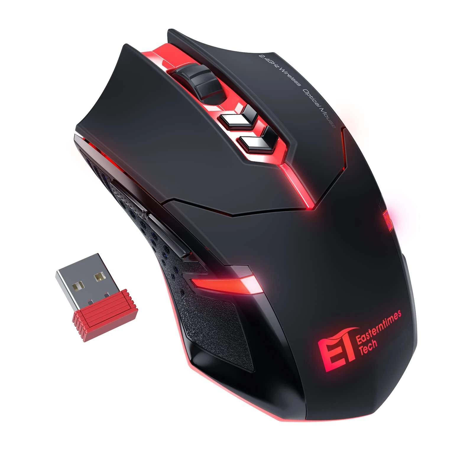 Wireless Gaming Mouse- USB Cordless PC Accessories Computer Mice with Red LED…
